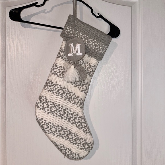 Wonder shop by target stocking Christmas grey white letter m - Picture 1 of 7